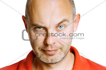 man scowling. Isolated on white. Studio
