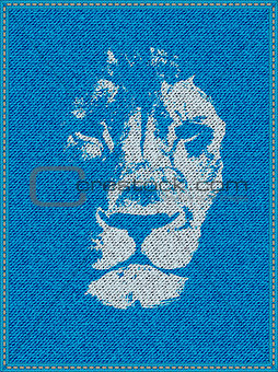 Lion on a jeans background