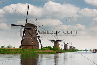 dutch windmills and canal