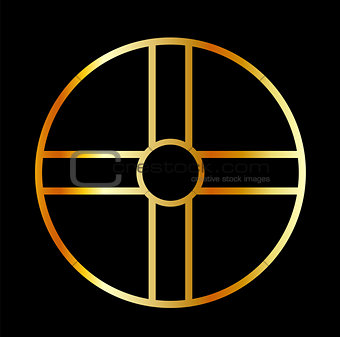 Golden southern cult solar cross symbol
