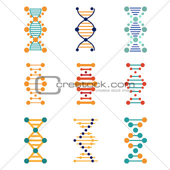 DNA, genetics vector icons