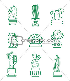 Set of vector cactus icons