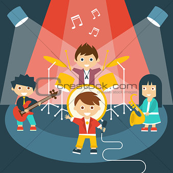 Four kids in a music band