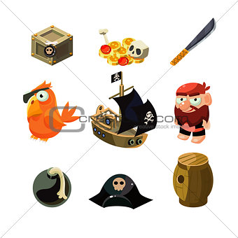 Pirate set. Vector illustration.