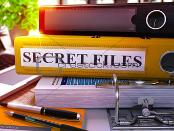 Yellow Office Folder with Inscription Secret Files.