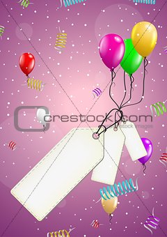 background with balloons and confetti