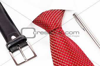 tie knotted Windsor with accessories