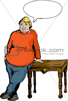 Smiling Man Leaning on Table