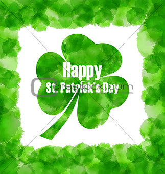 Happy Saint Patricks Day Watercolor Background with Clover