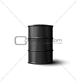 Black Metal Barrel of Oil Isolated on White Background