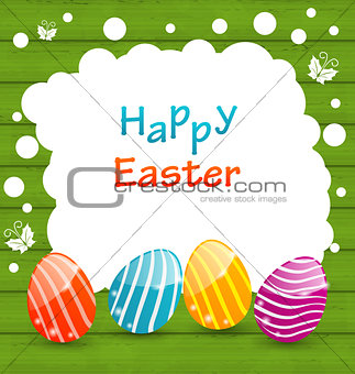 Holiday Card with Easter Colorful Eggs