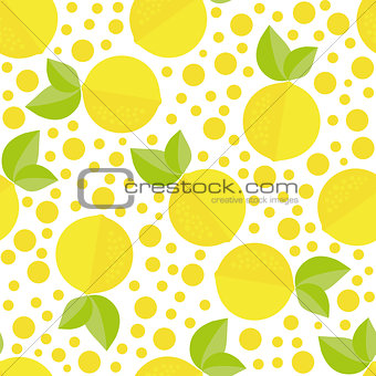 Hand drawn seamless texture with floral elements and lemons. Vector background
