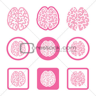 Human brain icons set - intelligence, creativity concept
