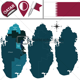 Map of Qatar with named municipalities