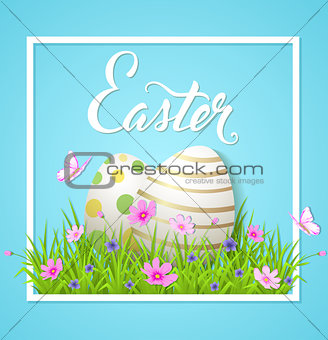 Easter card with eggs and cosmos flowers