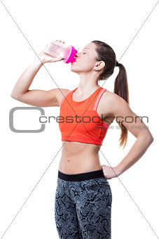 drinking before after and during her workout