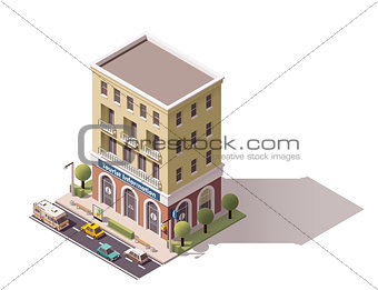 Vector isometric tourist information centre