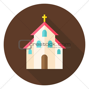 Christian Religion Church with Cross Circle Icon