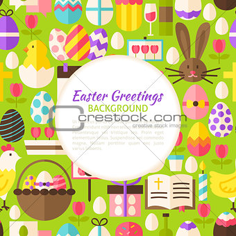 Flat Happy Easter Vector Pattern Background