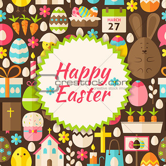 Flat Vector Pattern Happy Easter Background