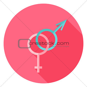 Gender Sex Sign Circle Icon with long Shadow