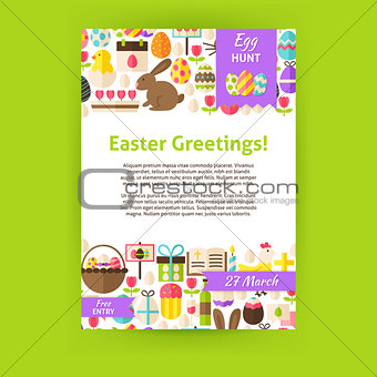 Happy Easter Holiday Vector Invitation Template Poster