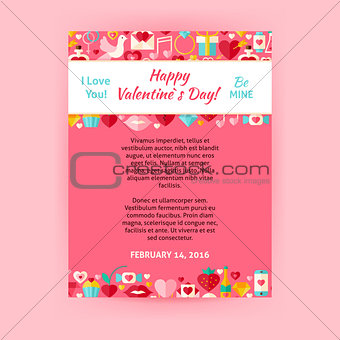 Happy Valentine Day Invitation Vector Template Flyer