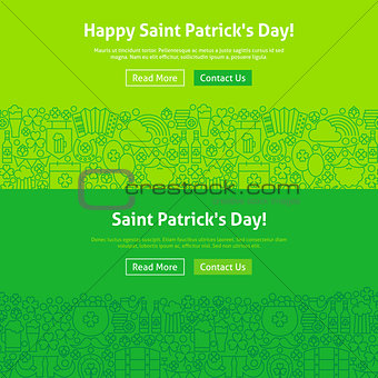 Saint Patrick Day Line Art Web Banners Set