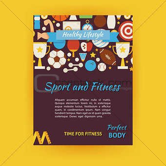 Sport and Fitness Vector Template Banner Flyer Modern Flat Style