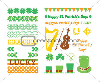 Set of Saint Patricks Day design elements. Vector illustration