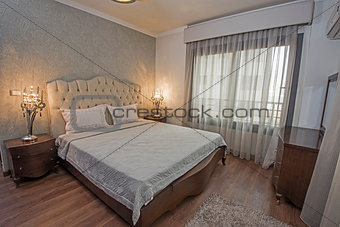 Interior of a luxury apartment bedroom