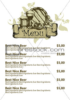 restaurant beer menu