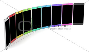 Group of colorful smartphones