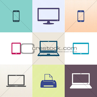 Vector digital device icons collection