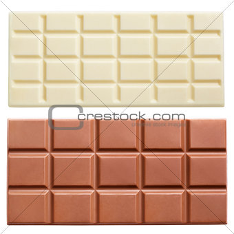 Milk chocolate bars isolated on white