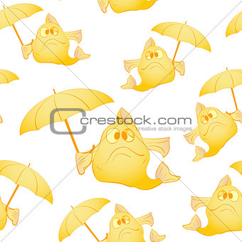 Yellow fish with umbrella