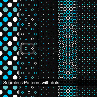 Vector seamless patterns with circles and dots.