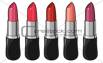 Set of color lipsticks.