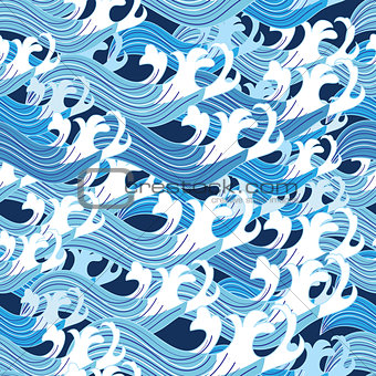Seamless graphic pattern vector sea waves