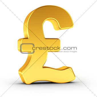 The Great Britain Pound symbol as a polished golden object with 