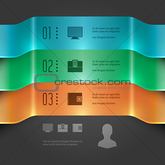Business Infographics Design Template. Vector Elements. 3D Banners Chart Illustration