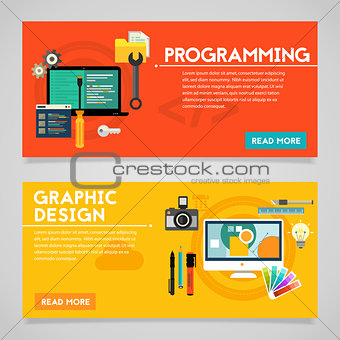 Programming and Graphic Design Concept Banners