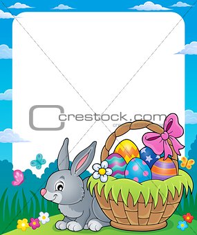 Frame with Easter basket and bunny 1