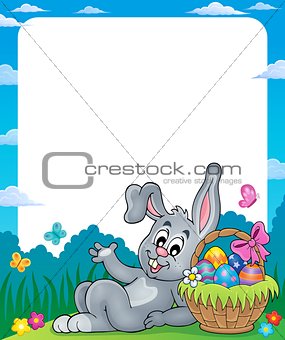 Frame with Easter basket and bunny 2