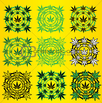 Marijuana leaves design stamps vector illustration