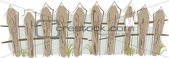 Border in the form of a fence painted in watercolor. EPS10 vector illustration