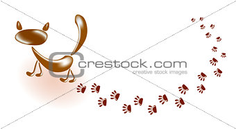 Cat and his footprints. EPS10 vector illustration