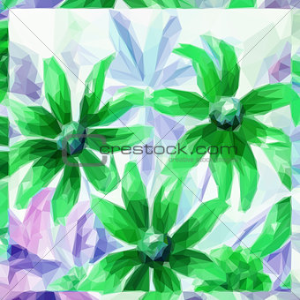 Flowers, Low Poly Pattern