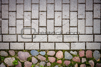 Stone and concrete tiles paving