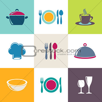 Restaurant menu icons collection